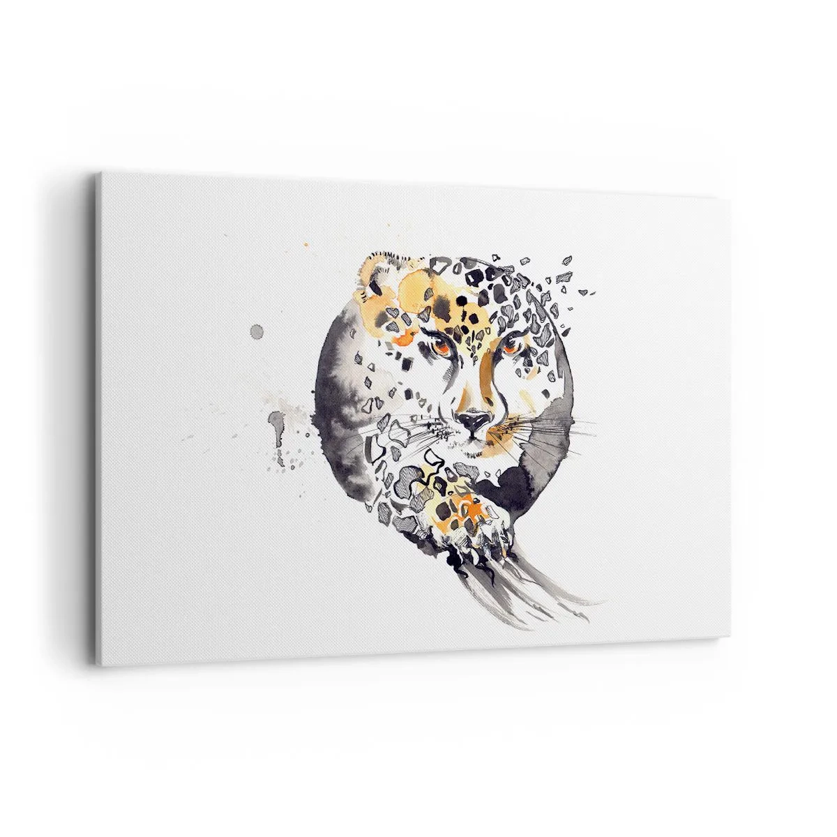 Quadro su tela - Stampe su Tela - Dipinto artistico ad acquerello con motivo ghepardo - 120x80cm - Bellezza predatrice - Decorazione murale moderna per soggiorno e camera da letto ARTTOR