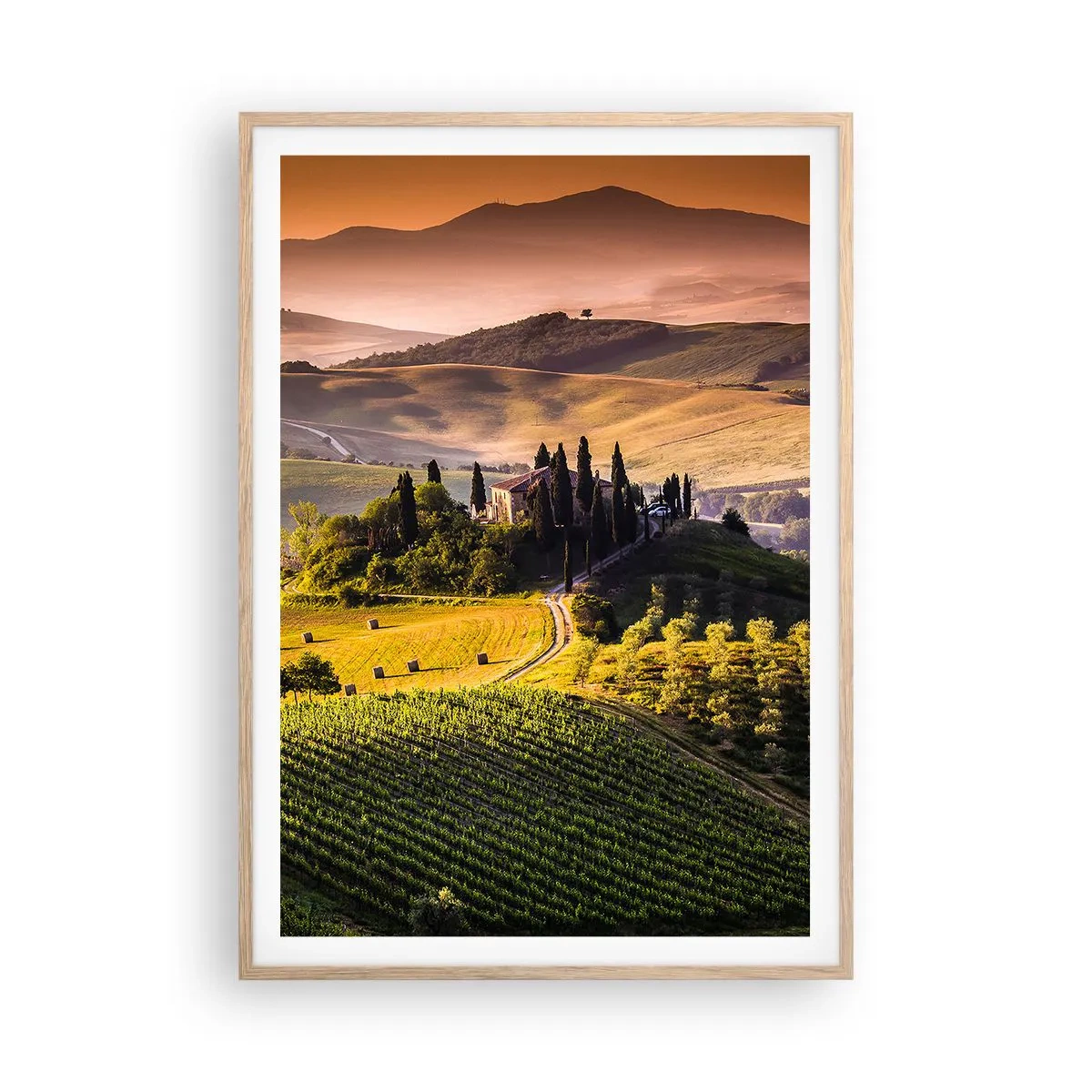 Poster in cornice rovere chiaro - Arcadia: paesaggio toscano - 70x100 cm