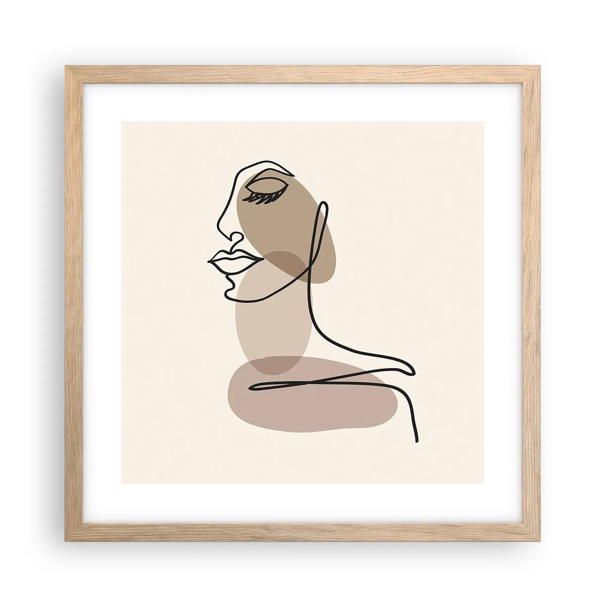 Poster in cornice rovere chiaro - Ascoltando se stessa - 40x40 cm