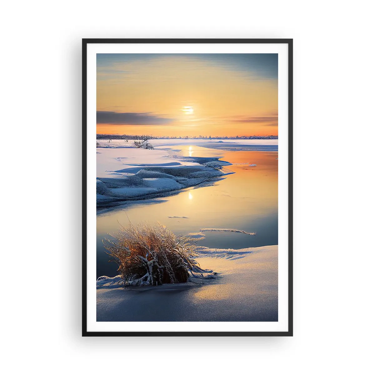 Poster in cornice nera - Tramonto invernale - 70x100 cm