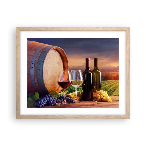 Poster in cornice rovere chiaro - Qui la vita ha gusto - 50x40 cm