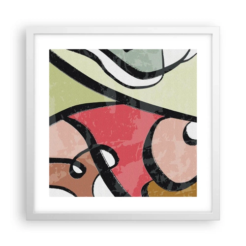 Poster in cornice bianca - Piroette tra i colori - 40x40 cm