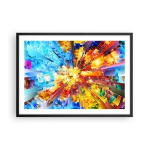 Poster in cornice nera - Un'esplosione dinamica di colori e luci - 70x50cm - In medias res - Decorazione murale moderna per soggiorno e camera da letto ARTTOR
