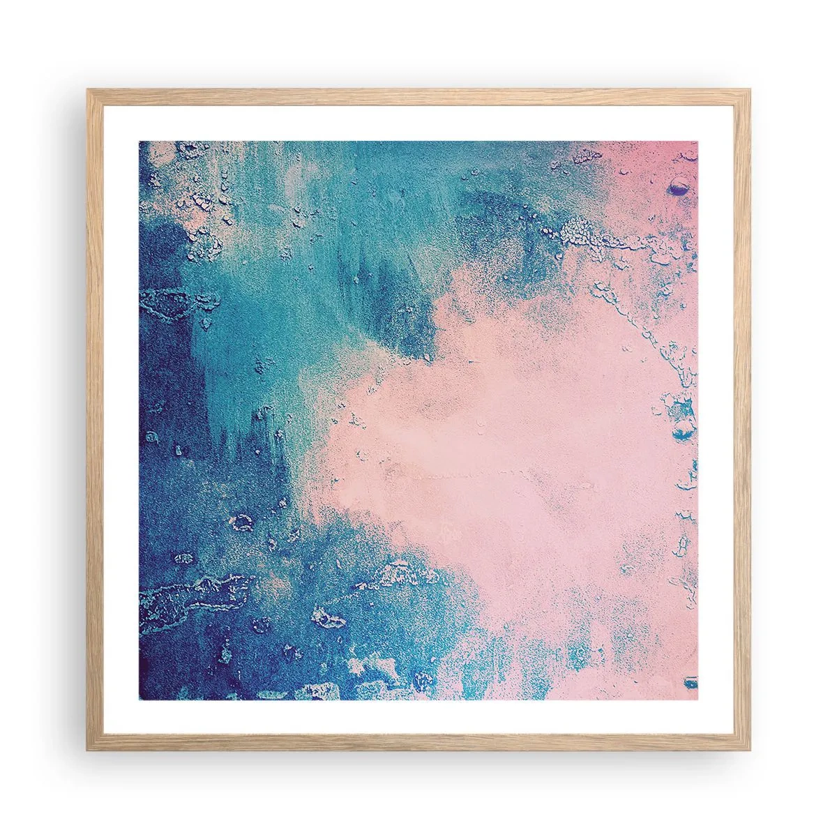 Poster in cornice rovere chiaro - Abbracci nel blu - 60x60 cm