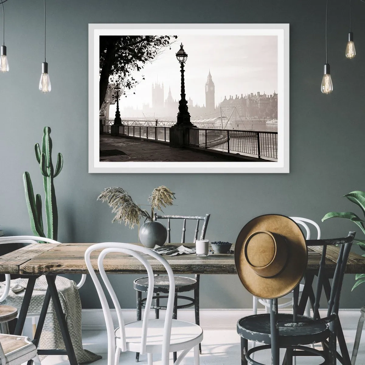 Poster in cornice bianca - Un mattino a Londra - 100x70 cm