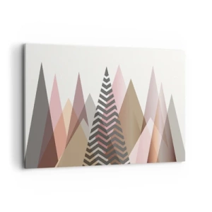 Quadro su tela - Stampe su Tela - Montagne geometriche colorate in tonalità pastello - 120x80cm - Vista piramidale - Decorazione murale moderna per soggiorno e camera da letto ARTTOR