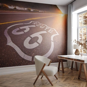 Fotomurali Premium Sand - La mitica Route 66 - Stati Uniti d'America, Settore automobilistico, Itinerario 66 - 350x256 cm