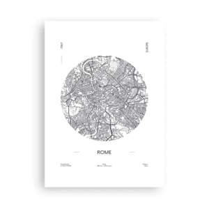 Poster - Una mappa minimalista di Roma in bianco e nero. - 50x70cm - Anatomia di Roma - Decorazione murale moderna per soggiorno e camera da letto ARTTOR