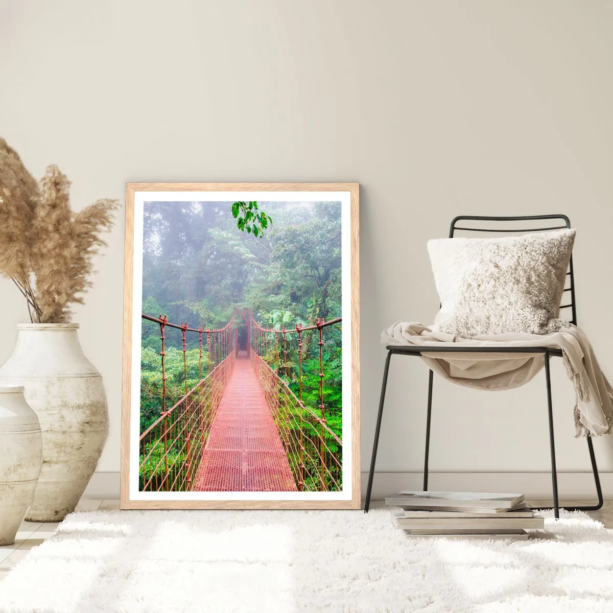 Poster in cornice rovere chiaro - Sospeso sopra gli alberi - 70x100 cm