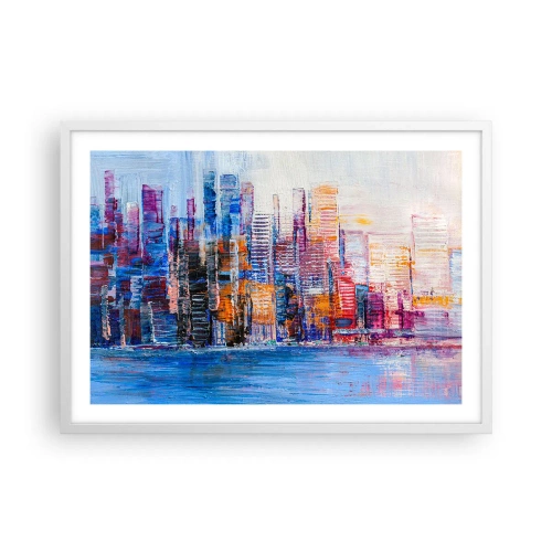 Poster in cornice bianca - Metropoli gioiosa - 70x50 cm