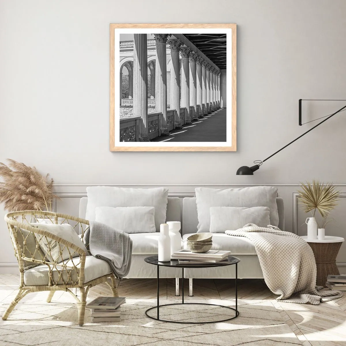 Poster in cornice rovere chiaro - Portico soleggiato - 50x50 cm