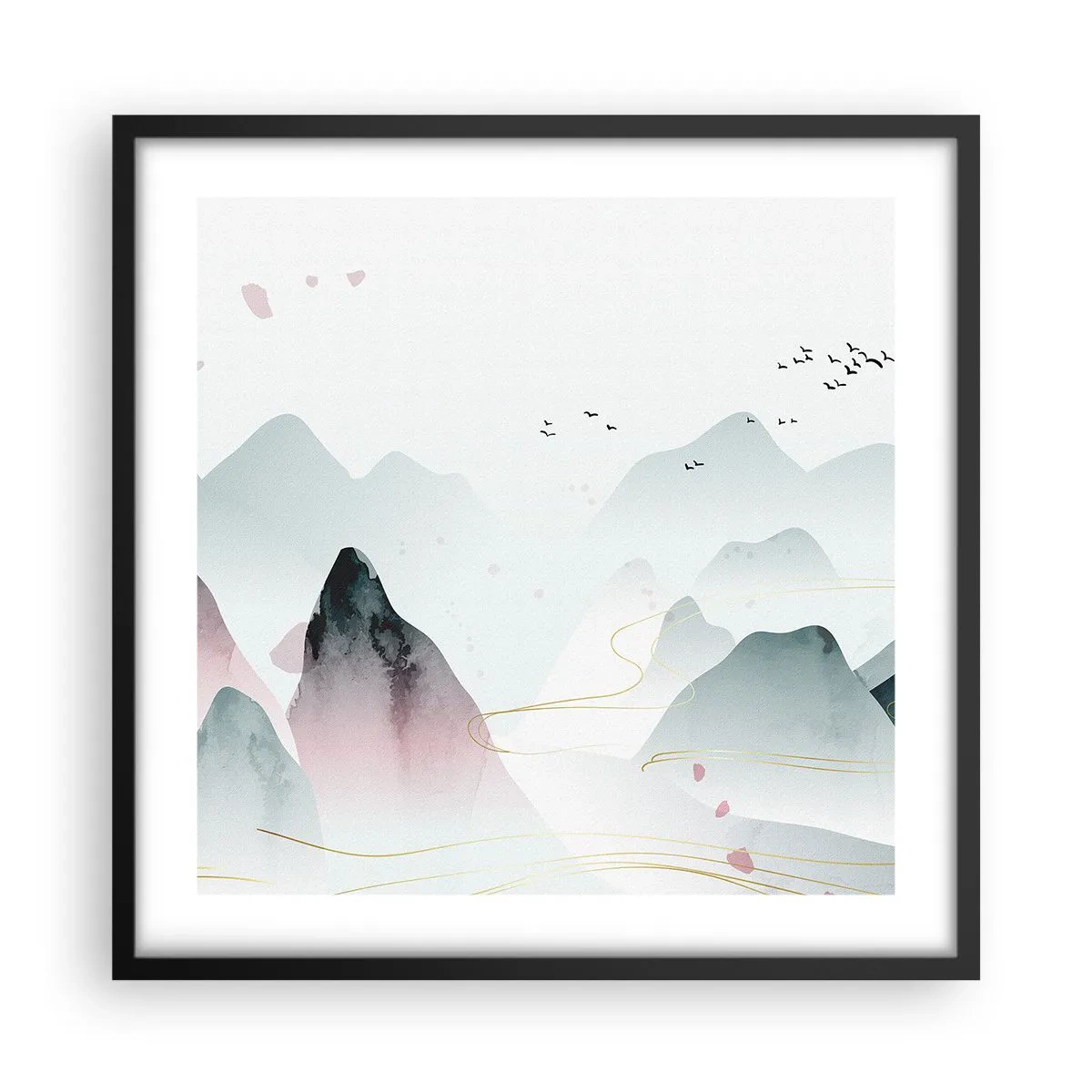 Poster in cornice nera - Oltre le cime - 50x50 cm