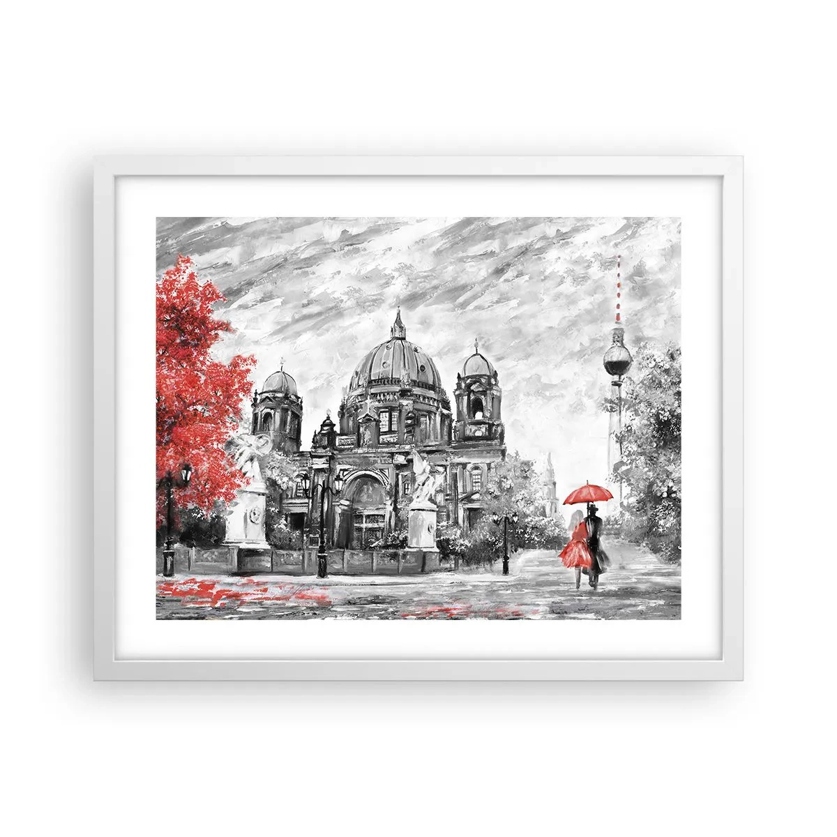 Poster in cornice bianca - Incontro a Berlino - 50x40 cm