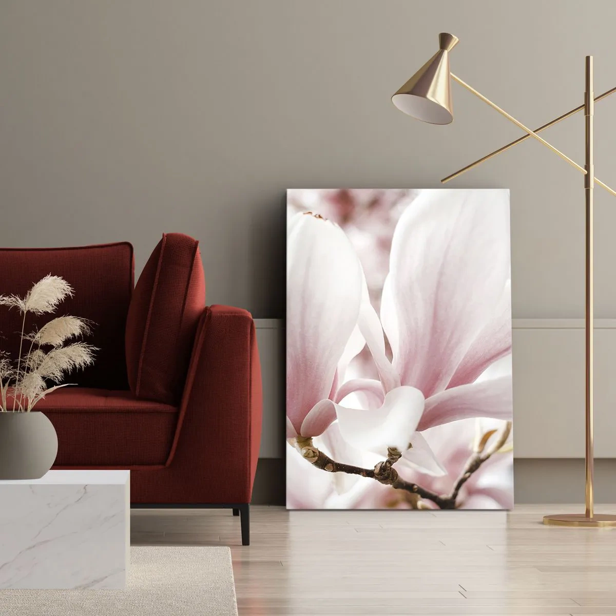 Quadro su tela - Stampe su Tela - Delicati fiori di magnolia in tonalità pastello - 50x70cm - Tenerezza senza fine - Decorazione murale moderna per soggiorno e camera da letto ARTTOR
