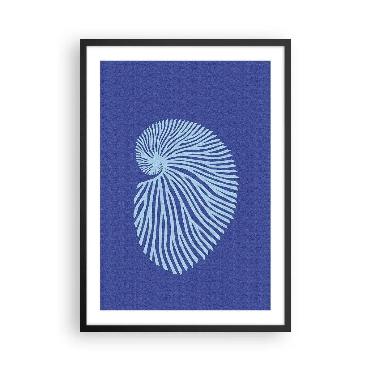 Poster in cornice nera - Grafica stilizzata di conchiglie disposte a spirale - 50x70cm - La nascita della conchiglia - Decorazione murale moderna per soggiorno e camera da letto ARTTOR