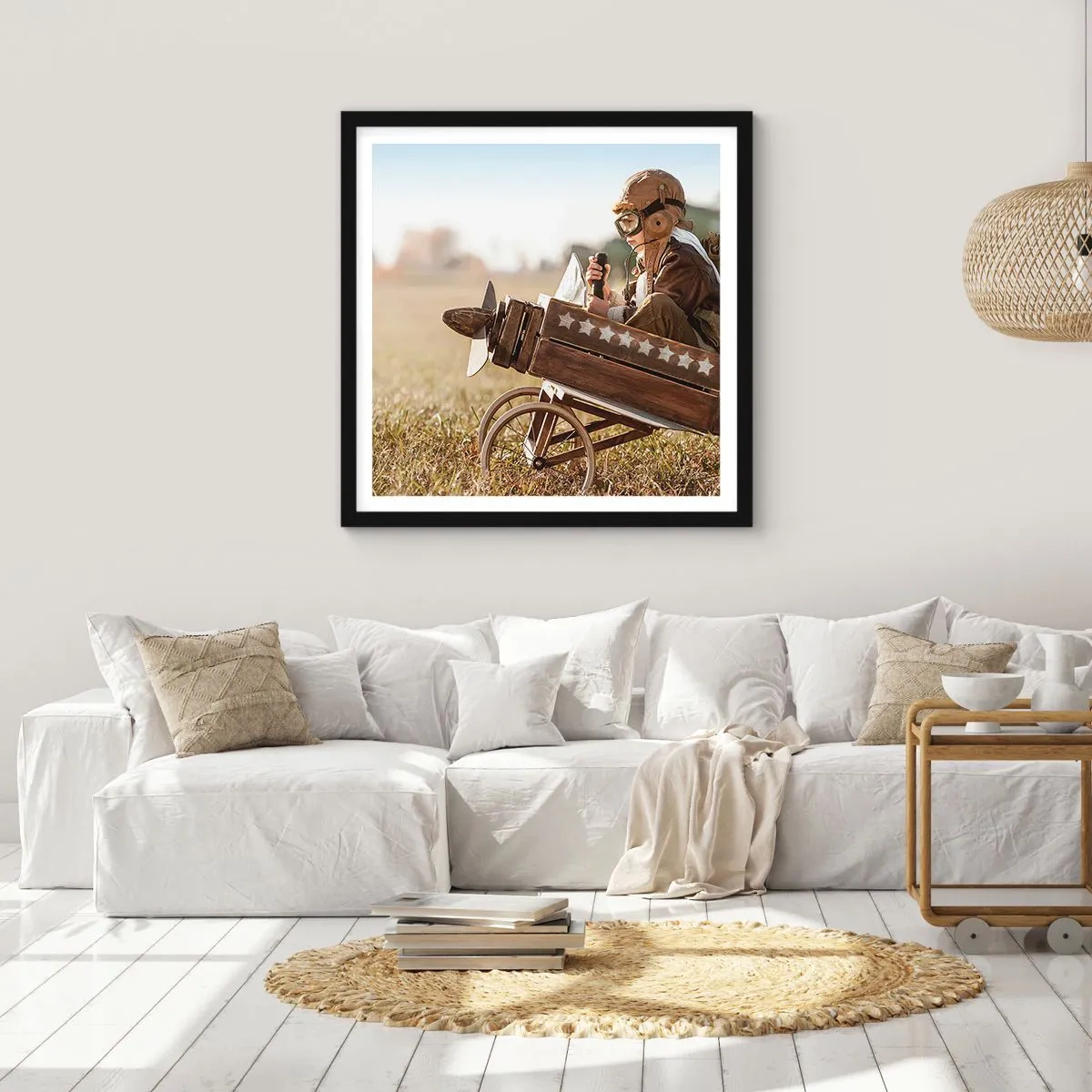 Poster in cornice nera - Decollo verso i sogni - 30x30 cm