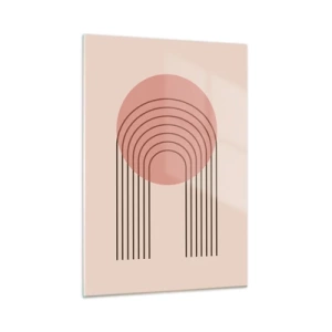 Quadro su vetro - Grafica geometrica minimalista nei toni del beige - 50x70cm - Attrazione irresistibile - Decorazione murale moderna per soggiorno e camera da letto ARTTOR