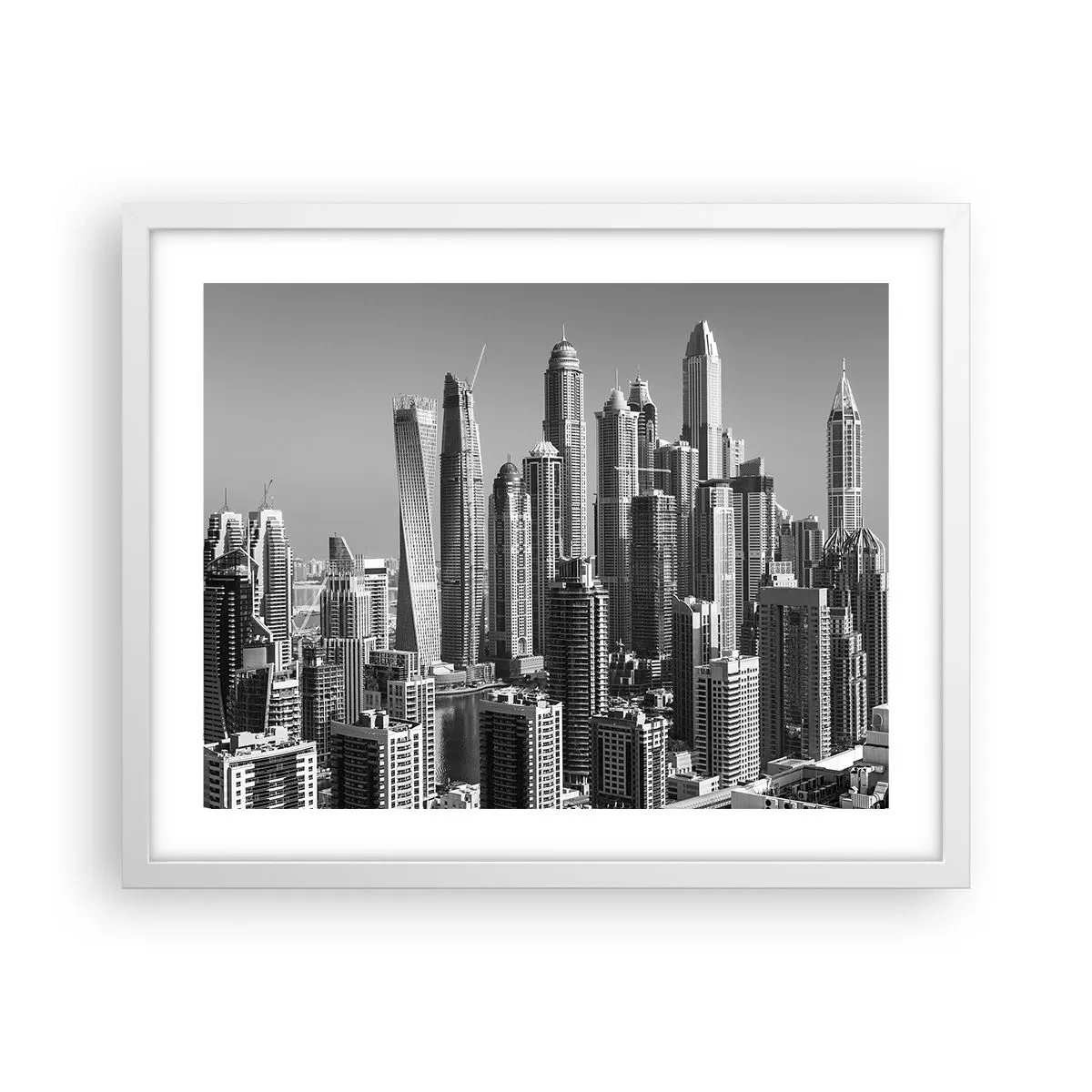 Poster in cornice bianca - La città sul deserto - 50x40 cm