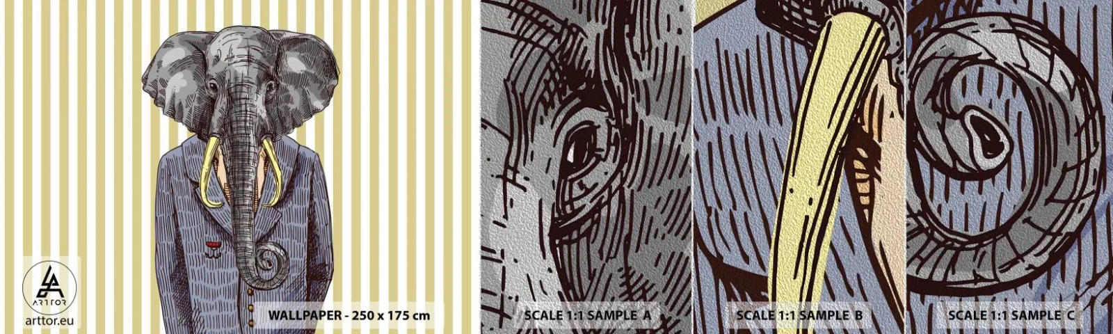 Campione di Fotomurale Premium Sand - Elegante di natura - Astrazione, Elefante, Ritratto - 100x30 cm