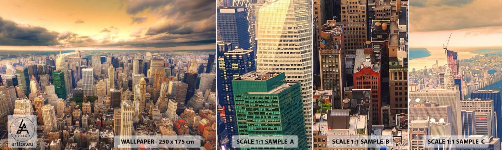 Campione Di Fotomurale Standard Eco - Metropolis dorata - Città, New York, Architettura - 100x30 cm