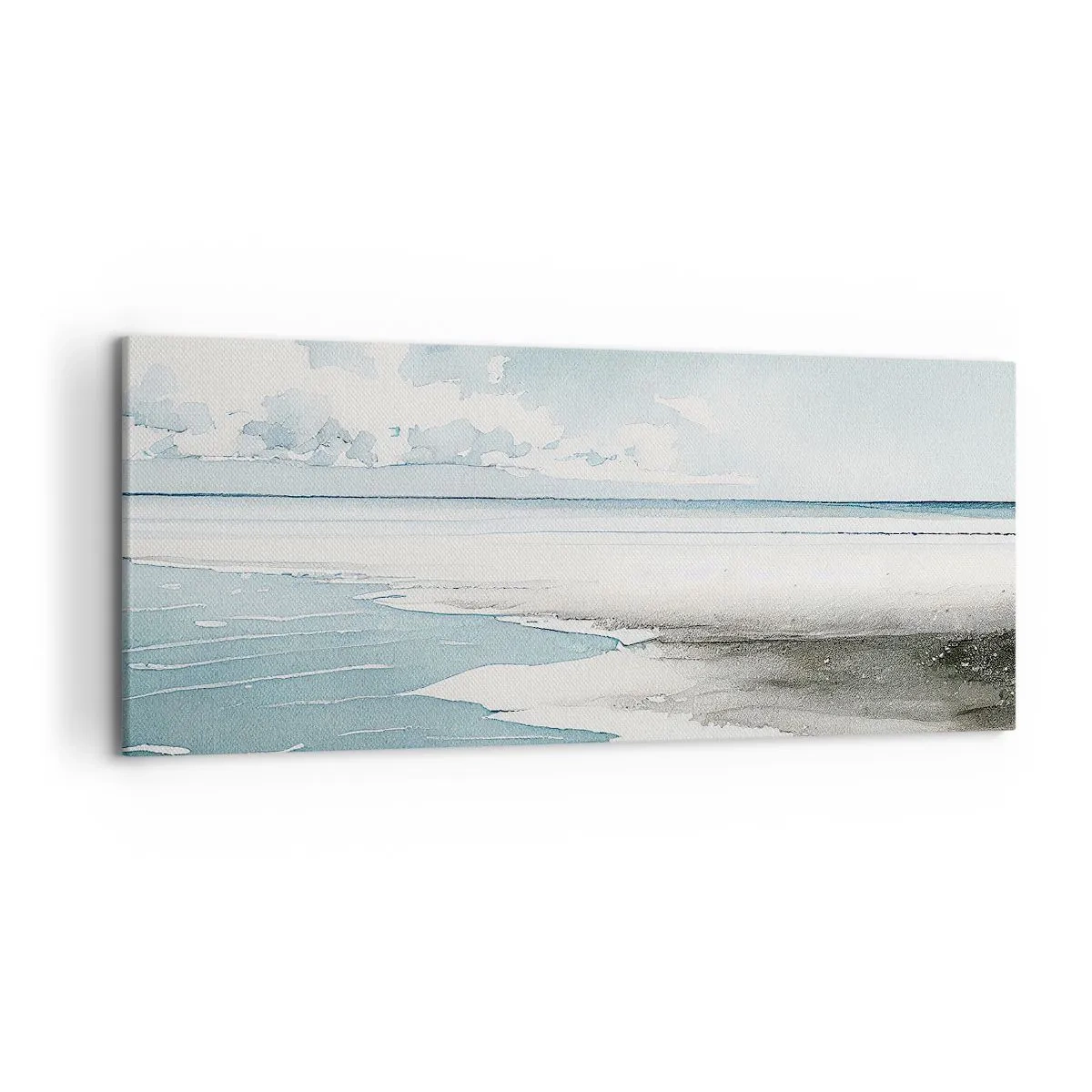Quadro su tela - Stampe su Tela - Un mare calmo e una spiaggia dalle tonalità chiare di blu - 120x50cm - Marea dolce - Decorazione murale moderna per soggiorno e camera da letto ARTTOR