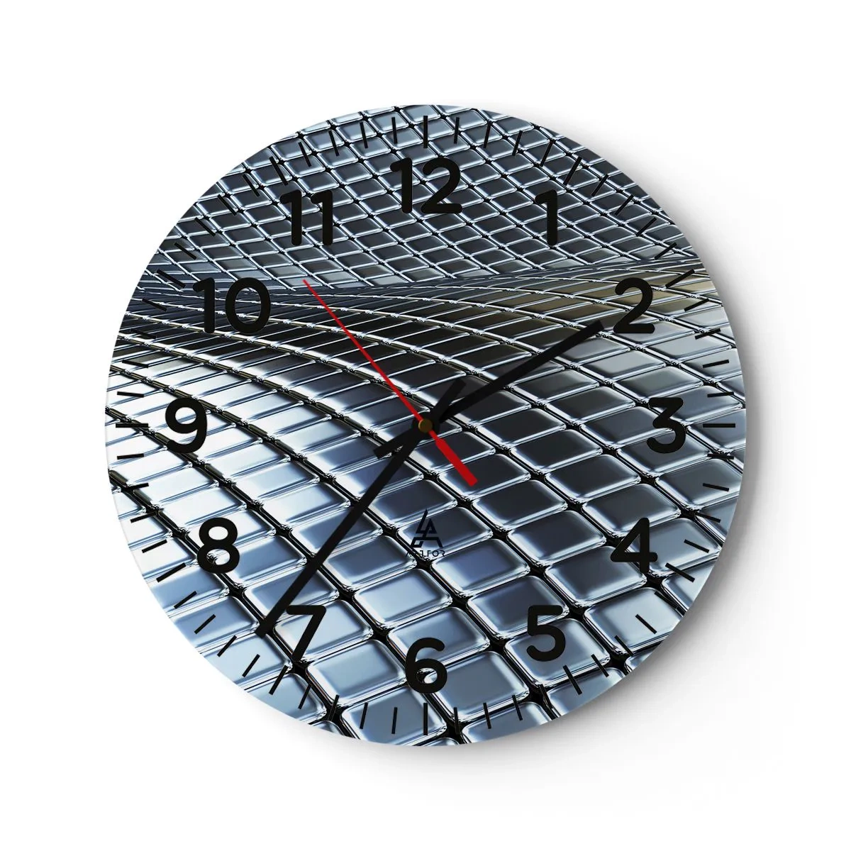 Orologio da parete - Orologio in Vetro - Onda metallica argentea - 30x30 cm