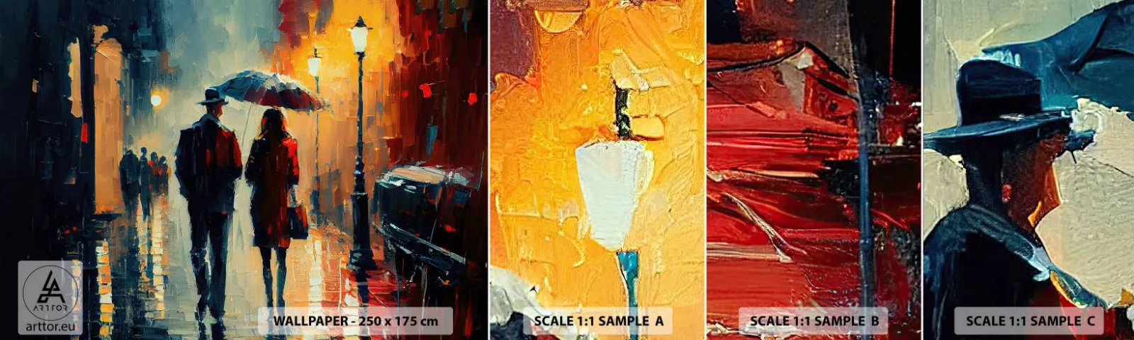 Campione di Fotomurale Adesivo Deluxe Sticker - Love story cittadina - Romanticismo, Coppia, Paesaggio - 100x30 cm