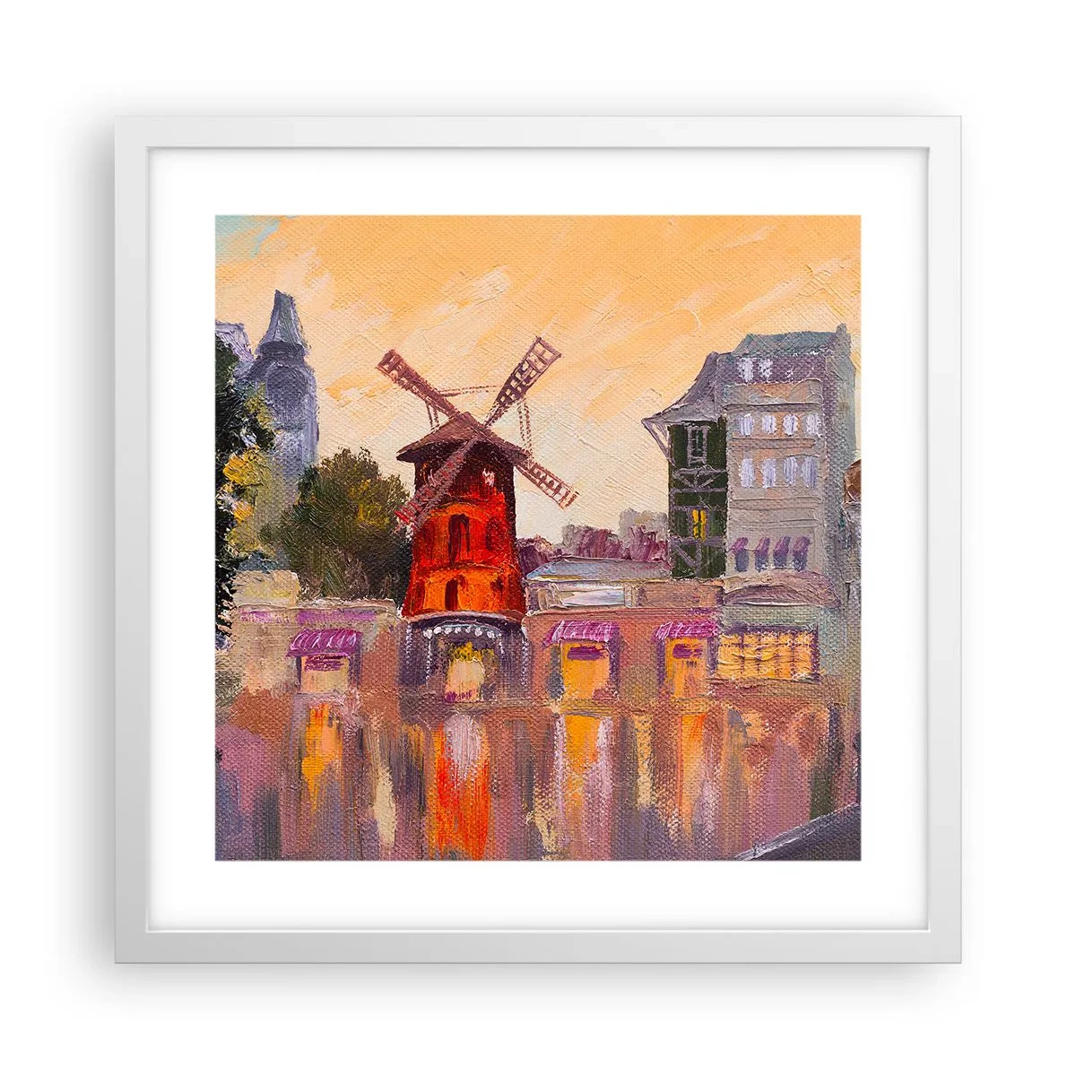 Poster in cornice bianca - Le icone di Parigi: il Moulin Rouge - 40x40 cm