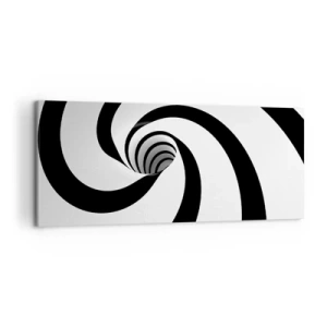Quadro su tela - Stampe su Tela - Spirale astratta in bianco e nero con effetto vortice - 120x50cm - Lasciarsi andare al vortice? - Decorazione murale moderna per soggiorno e camera da letto ARTTOR