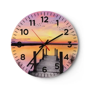 Orologio da parete - Orologio in Vetro - Alba viola e silenziosa - 40x40 cm