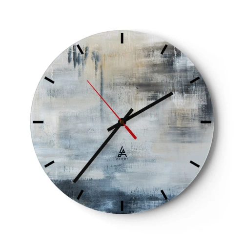 Orologio da parete - Orologio in Vetro - Composizione astratta nei toni del grigio e del beige - 30x30cm - Coperti dal blu - Decorazione murale moderna per soggiorno, cucina e camera da letto ARTTOR