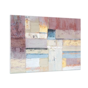 Quadro su vetro - Composizione geometrica astratta in colori pastello - 100x70cm - La pace della geometria - Decorazione murale moderna per soggiorno e camera da letto ARTTOR