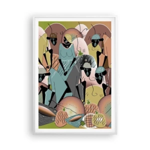 Poster in cornice bianca - Arriva la grande festa - 70x100 cm