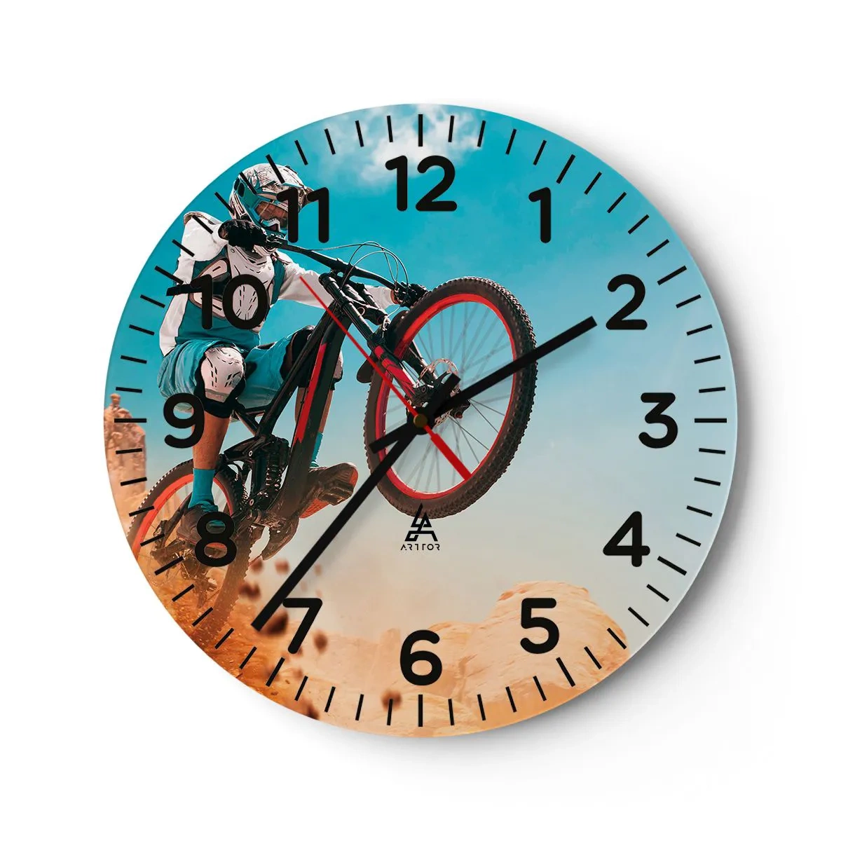 Orologio da parete - Orologio in Vetro - Il demone della follia ciclistica - 40x40 cm