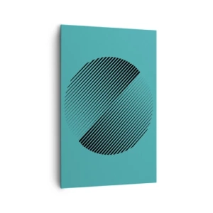 Quadro su tela - Stampe su Tela - Un cerchio minimalista con linee su uno sfondo turchese. - 80x120cm - Cerchio: variazione geometrica - Decorazione murale moderna per soggiorno e camera da letto ARTTOR