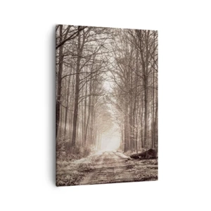 Quadro su tela - Stampe su Tela - Un sentiero nel bosco tra alberi color seppia - 50x70cm - La cattedrale del bosco - Decorazione murale moderna per soggiorno e camera da letto ARTTOR