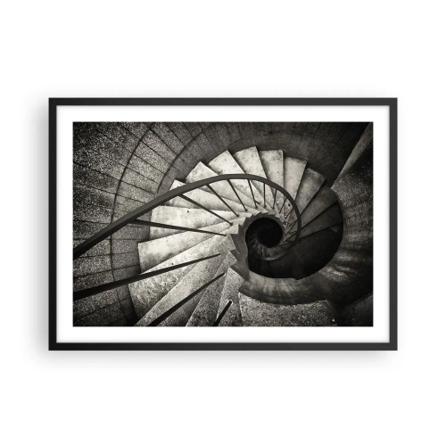 Poster in cornice nera - Scala a chiocciola bianca e nera in stile moderno - 70x50cm - Salire e scendere - Decorazione murale moderna per soggiorno e camera da letto ARTTOR