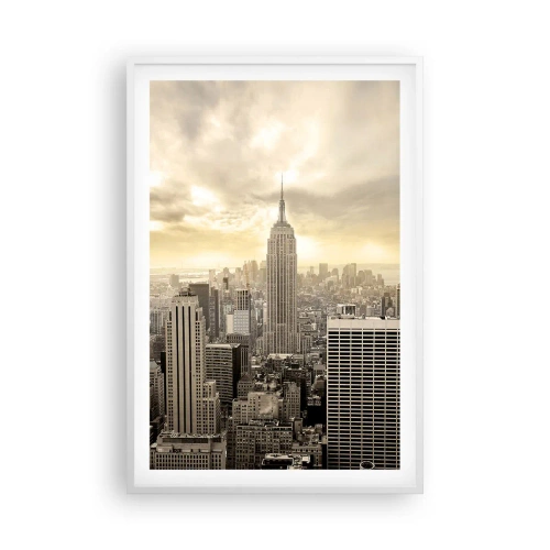 Poster in cornice bianca - New York in grigio - 61x91 cm