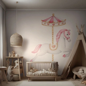 Fotomurali Autoadesivo Deluxe Sticker - Partito al galoppo. - Cavallo, Giostra, Da ragazzina - 100x70 cm