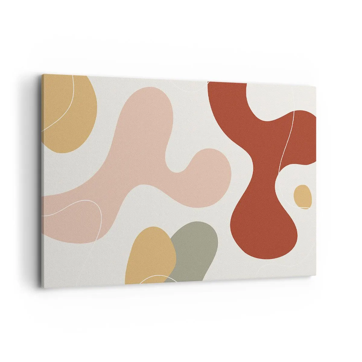 Quadro su tela - Stampe su Tela - Una composizione astratta in tonalità pastello con forme dinamiche. - 120x80cm - Ghirigori - Decorazione murale moderna per soggiorno e camera da letto ARTTOR