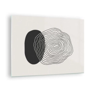 Quadro su vetro - Motivo astratto con ovali e linee in bianco e nero - 70x50cm - Durata e vibrazione - Decorazione murale moderna per soggiorno e camera da letto ARTTOR