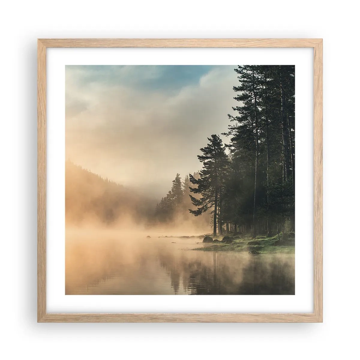 Poster in cornice rovere chiaro - La nascita del giorno - 50x50 cm