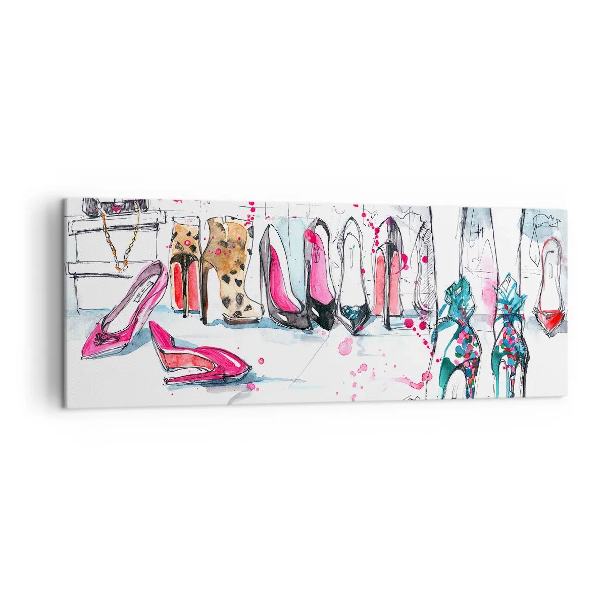 Quadro su tela - Stampe su Tela - Grafica artistica con tacchi alti e accessori - 140x50cm - Apriti sesamo - Decorazione murale moderna per soggiorno e camera da letto ARTTOR