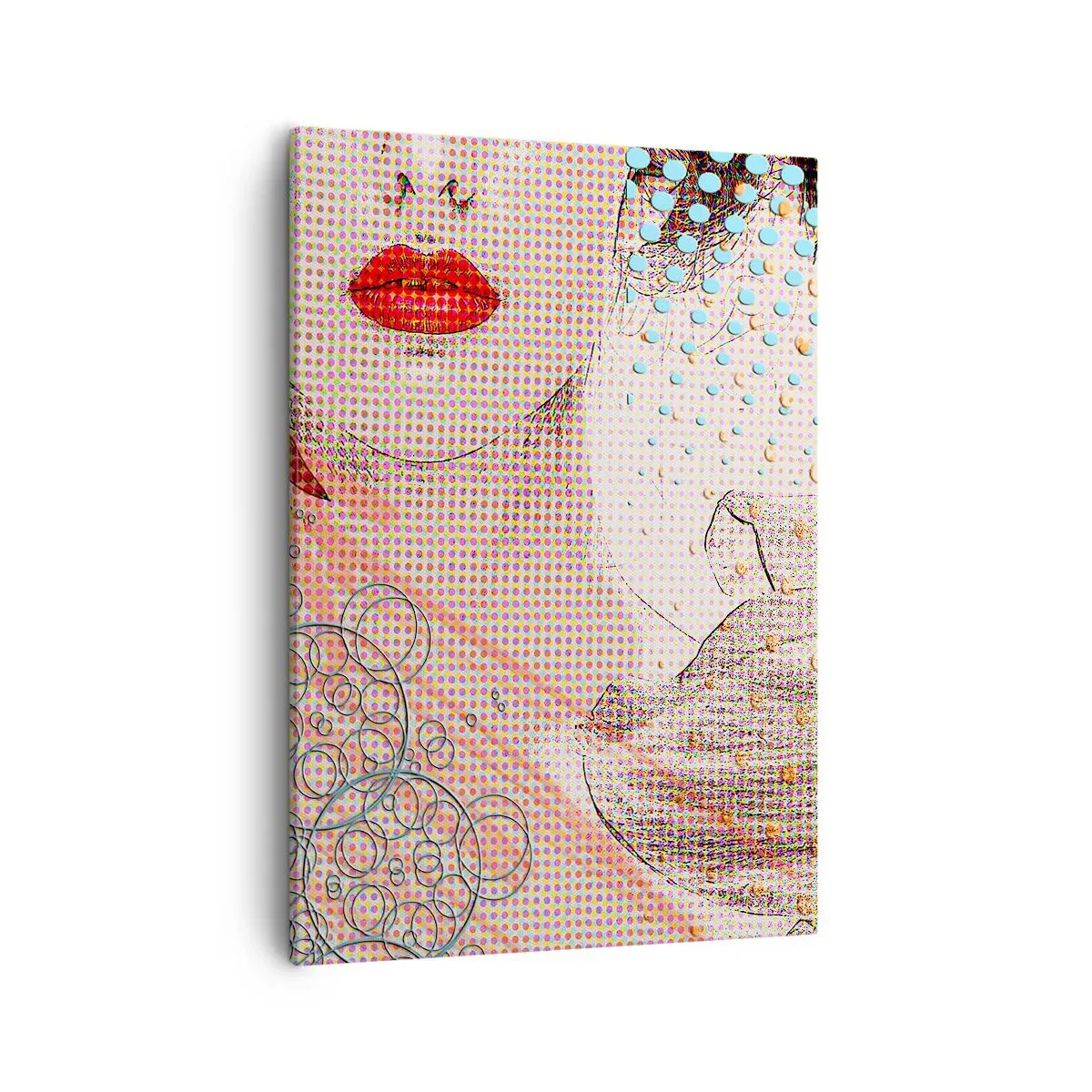 Quadro su tela - Stampe su Tela - Opera d'arte astratta con motivo di bocca e orchidea - 50x70cm - Eroina dei fumetti - Decorazione murale moderna per soggiorno e camera da letto ARTTOR