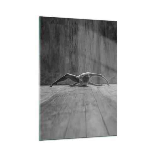 Quadro su vetro - Ballerina in posa sul pavimento - 50x70cm - Simmetria ritrovata - Decorazione murale moderna per soggiorno e camera da letto ARTTOR
