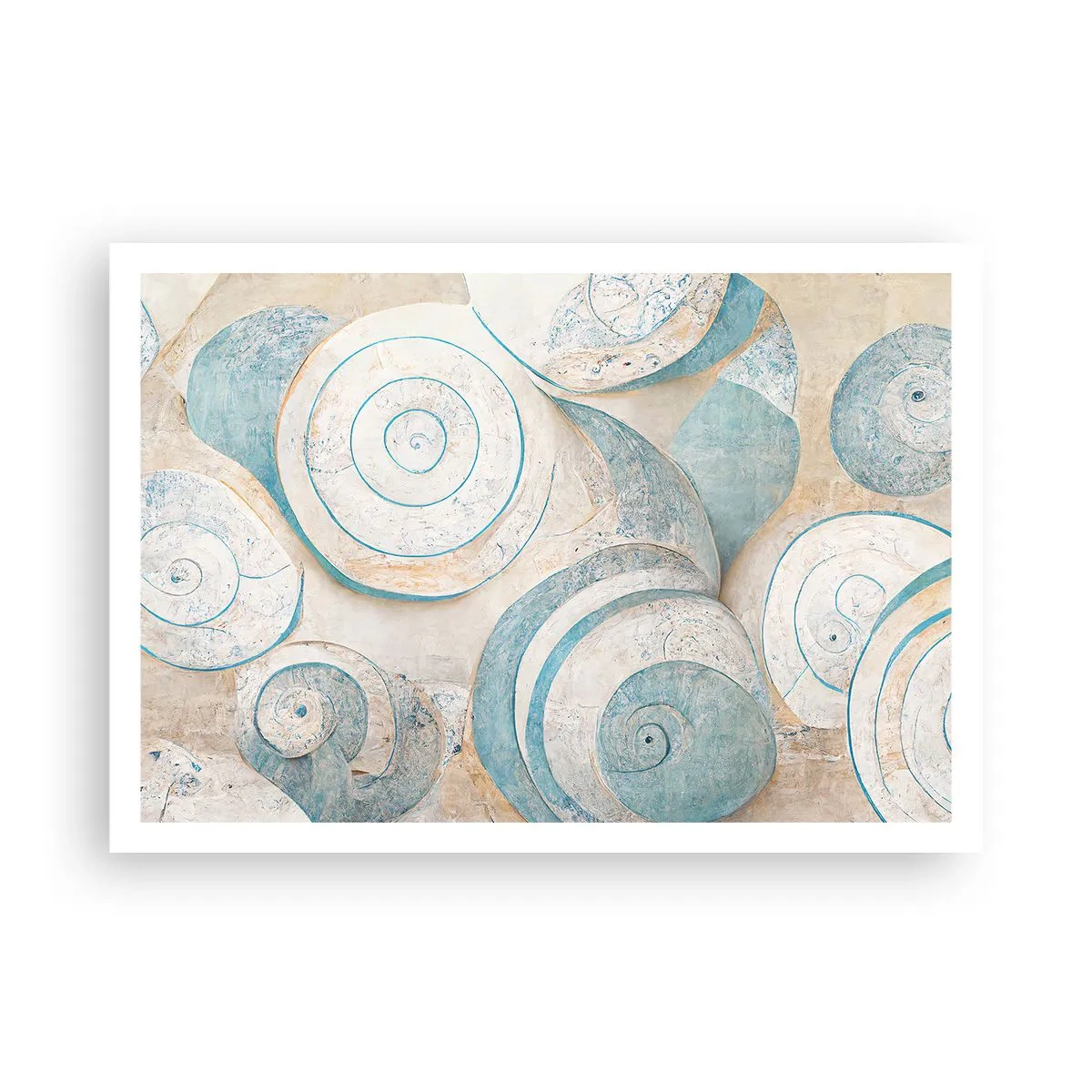 Poster - Conchiglie astratte in tonalità pastello - 100x70cm - Cosa nasconde la chiocciola? - Decorazione murale moderna per soggiorno e camera da letto ARTTOR