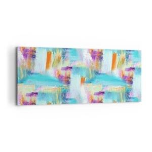 Quadro su tela - Stampe su Tela - Astrazione colorata con pennellate dinamiche - 120x50cm - Mite intreccio soffuso - Decorazione murale moderna per soggiorno e camera da letto ARTTOR