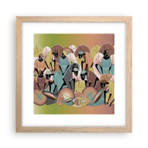 Poster in cornice rovere chiaro - Arriva la grande festa - 30x30 cm