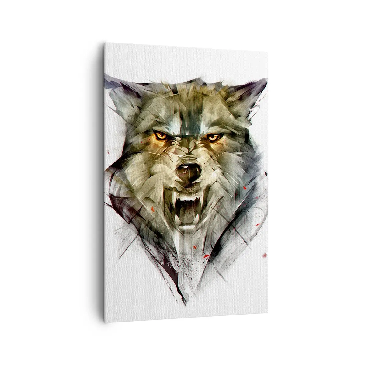 Quadro su tela - Stampe su Tela - Un lupo pericoloso in una forma dinamica e artistica - 80x120cm - Non si passa! - Decorazione murale moderna per soggiorno e camera da letto ARTTOR