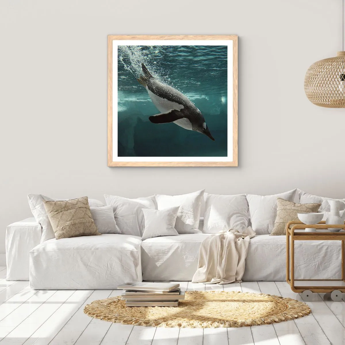 Poster in cornice rovere chiaro - Benvenuto nel mio mondo - 40x40 cm